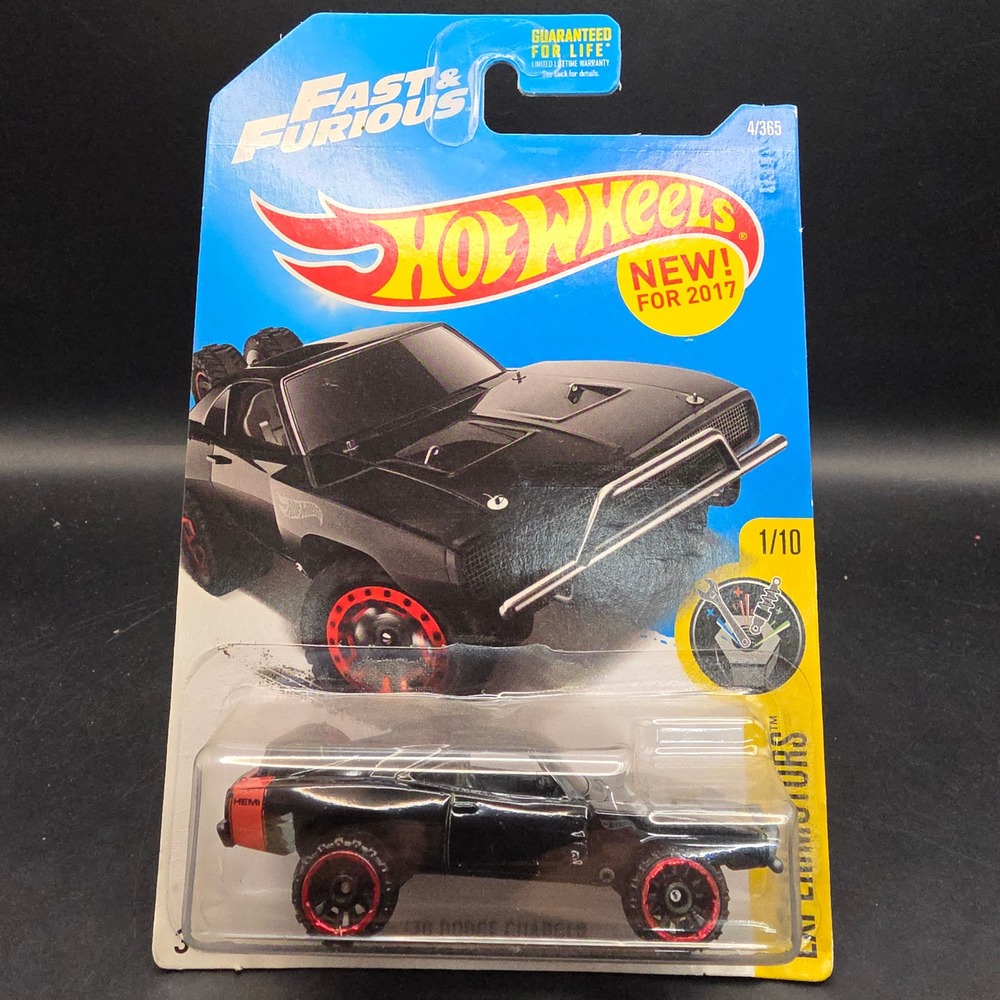 Hot Wheels '70 Dodge Charger Black Fast & Furious 2016 Experimotors 1/10